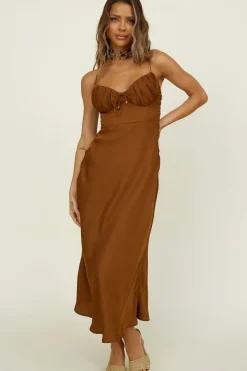 Maxi Dresses>Hello Molly Awakenings Maxi Dress Brown