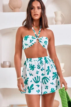 Cropped>Hello Molly Awakening Suns Crop Top Green