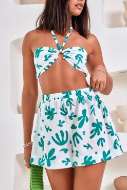 Cropped>Hello Molly Awakening Suns Crop Top Green