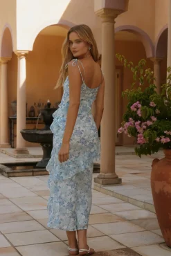 Wedding Guest Dresses|Formal Dresses>Hello Molly Azure Bloom Midi Dress Blue