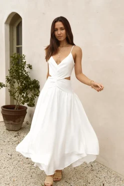 Cocktail Dresses|White Dresses>Hello Molly Azure Horizon Maxi Dress White