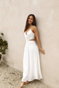 Cocktail Dresses|White Dresses>Hello Molly Azure Horizon Maxi Dress White