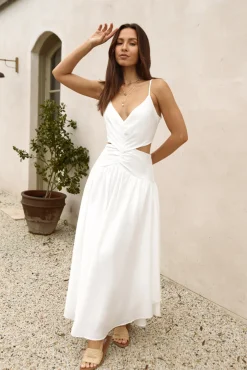 Cocktail Dresses|White Dresses>Hello Molly Azure Horizon Maxi Dress White