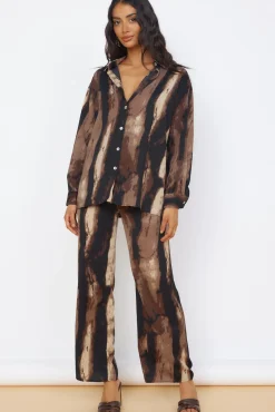 Long Sleeve|Two-Piece Pants Set>Hello Molly Azure Journey Set Brown