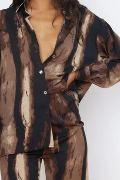 Long Sleeve|Two-Piece Pants Set>Hello Molly Azure Journey Set Brown
