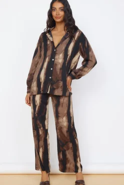 Long Sleeve|Two-Piece Pants Set>Hello Molly Azure Journey Set Brown