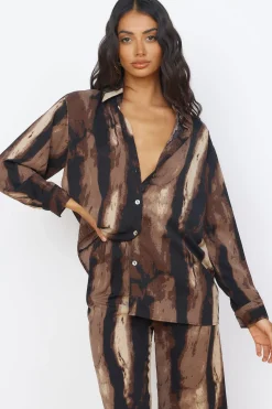 Long Sleeve|Two-Piece Pants Set>Hello Molly Azure Journey Set Brown