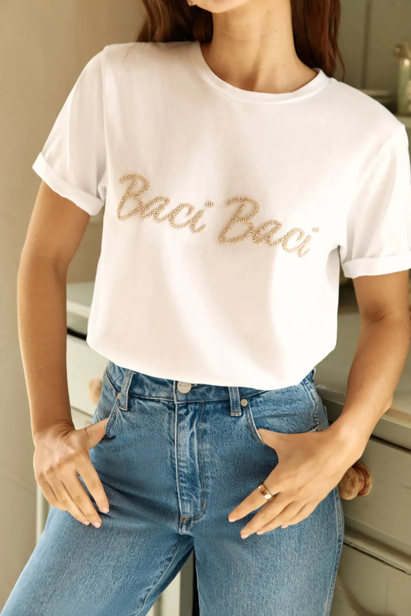 T-Shirts|Cropped>Hello Molly Baci Baci T-Shirt Top White