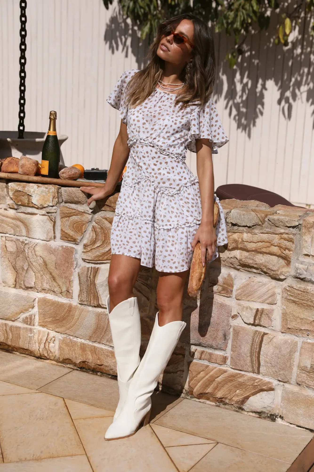 Spring Break Dresses|Floral Dresses>Hello Molly Balmy Seas Dress Brown