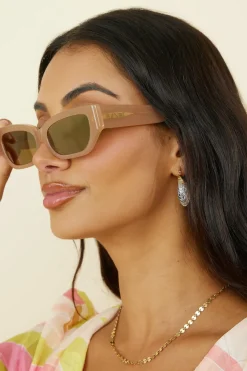 Sunglasses>BANBÉ The Georgia Sunglasses Butterscotch Caramel Chrome