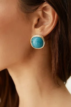 Earrings>Hello Molly Barbara Blue Gold Earrings