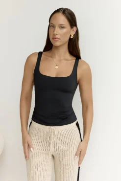Tank Tops And Singlets|Cropped>Hello Molly BASE Everyday Staple Singlet Top Black