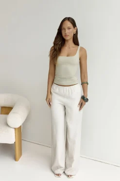 Tank Tops And Singlets|Cropped>Hello Molly BASE Everyday Staple Singlet Top Sage