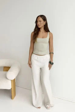 Tank Tops And Singlets|Cropped>Hello Molly BASE Everyday Staple Singlet Top Sage