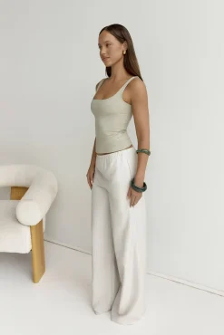 Tank Tops And Singlets|Cropped>Hello Molly BASE Everyday Staple Singlet Top Sage