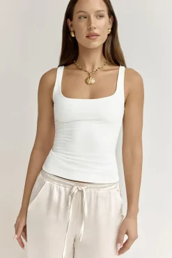 Cropped|Tank Tops And Singlets>Hello Molly BASE Everyday Staple Singlet Top White