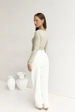 Cropped|Bodysuits>Hello Molly BASE Second Skin Long Sleeve Bodysuit Sage