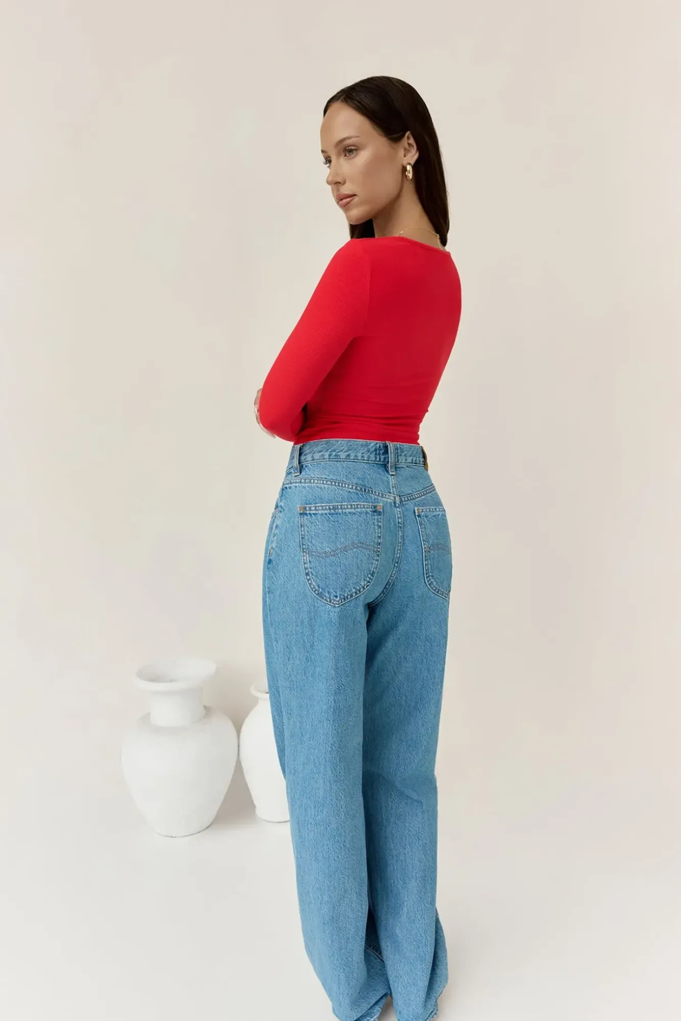 Long Sleeve|Cropped>Hello Molly BASE Wear Now Ribbed Long Sleeve Top Red