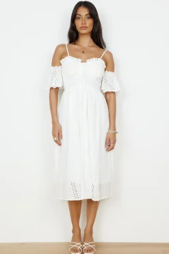 White Dresses|Midi Dresses>Hello Molly Basque Midi Dress White