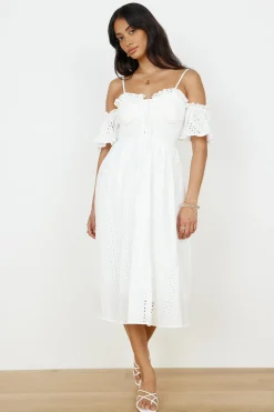 White Dresses|Midi Dresses>Hello Molly Basque Midi Dress White