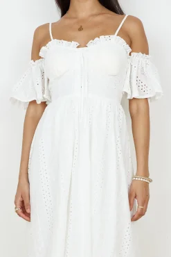 White Dresses|Midi Dresses>Hello Molly Basque Midi Dress White