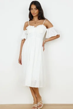 White Dresses|Midi Dresses>Hello Molly Basque Midi Dress White