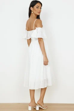 White Dresses|Midi Dresses>Hello Molly Basque Midi Dress White
