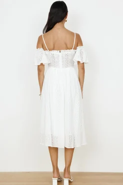 White Dresses|Midi Dresses>Hello Molly Basque Midi Dress White
