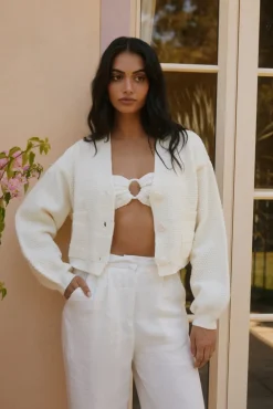 Cardigans|Cropped>Hello Molly Bayview Cardigan Cream