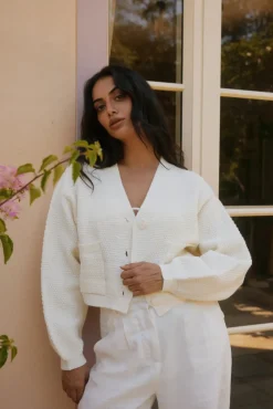 Cardigans|Cropped>Hello Molly Bayview Cardigan Cream