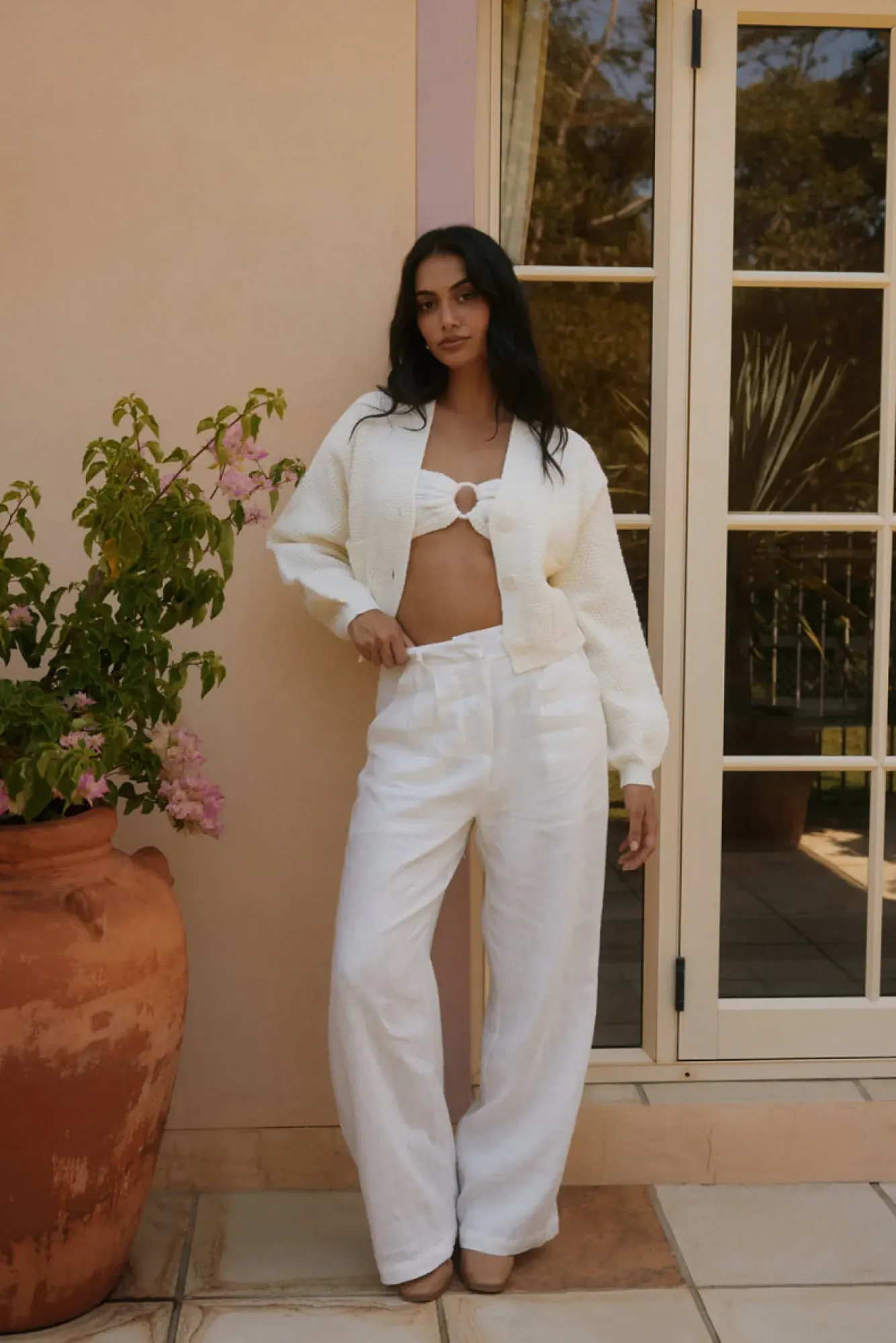 Cardigans|Cropped>Hello Molly Bayview Cardigan Cream