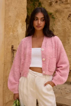 Cardigans|Cropped>Hello Molly Bayview Cardigan Pink