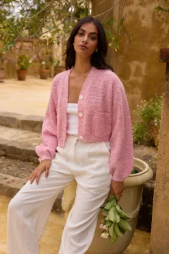 Cardigans|Cropped>Hello Molly Bayview Cardigan Pink