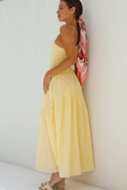 Cocktail Dresses|Spring Break Dresses>Hello Molly Beaming Hues One Shoulder Maxi Dress Yellow