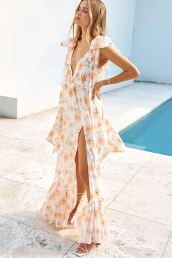 Cocktail Dresses|Vacation Dresses>Hello Molly Beauty Of Springtime Maxi Dress White