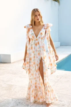 Cocktail Dresses|Vacation Dresses>Hello Molly Beauty Of Springtime Maxi Dress White