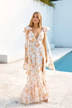 Cocktail Dresses|Vacation Dresses>Hello Molly Beauty Of Springtime Maxi Dress White