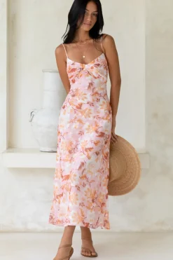 Cocktail Dresses|Bridesmaid Dresses>Hello Molly Bed Of Roses Maxi Dress Pink
