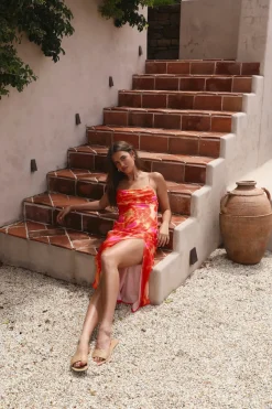 Cocktail Dresses|Vacation Dresses>Hello Molly Before Dawn Midi Dress Orange