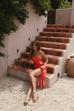Cocktail Dresses|Vacation Dresses>Hello Molly Before Dawn Midi Dress Orange