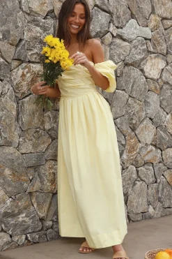 Wedding Guest Dresses|Cocktail Dresses>Hello Molly Bella Maxi Off-Shoulder Dress Yellow