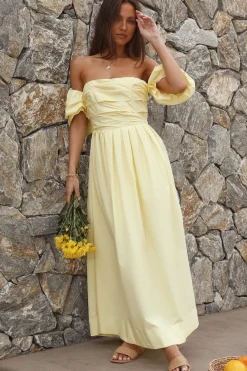 Wedding Guest Dresses|Cocktail Dresses>Hello Molly Bella Maxi Off-Shoulder Dress Yellow