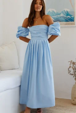 Wedding Guest Dresses|Bump Friendly>Hello Molly Bella Off Shoulder Maxi Dress Blue