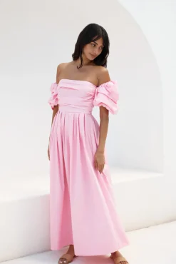 Wedding Guest Dresses|Bump Friendly>Hello Molly Bella Off-Shoulder Maxi Dress Pink