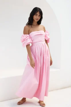 Wedding Guest Dresses|Bump Friendly>Hello Molly Bella Off-Shoulder Maxi Dress Pink