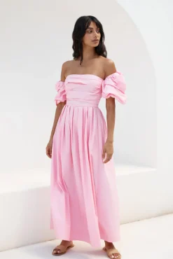 Wedding Guest Dresses|Bump Friendly>Hello Molly Bella Off-Shoulder Maxi Dress Pink