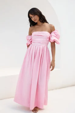 Wedding Guest Dresses|Bump Friendly>Hello Molly Bella Off-Shoulder Maxi Dress Pink