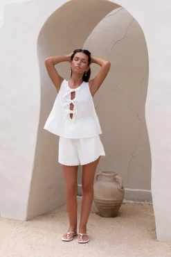 Two-Piece Shorts Set>Hello Molly Beloved Summer Set White