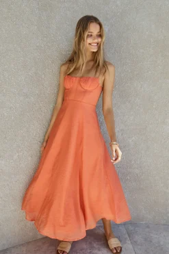 Cocktail Dresses|Vacation Dresses>Hello Molly Best Dressed Maxi Dress Orange