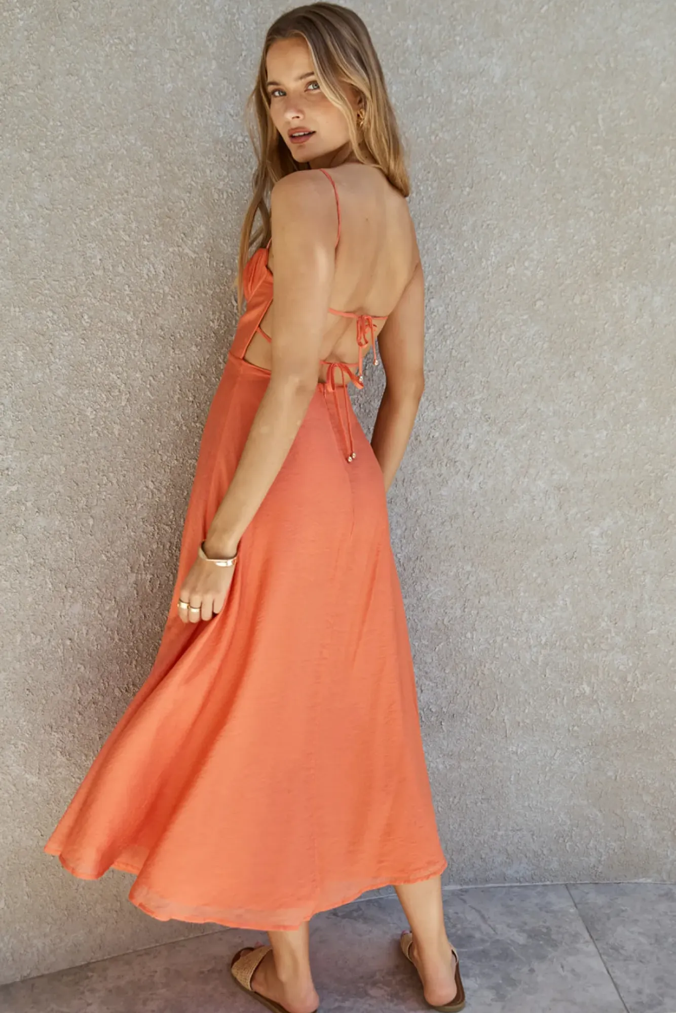 Cocktail Dresses|Vacation Dresses>Hello Molly Best Dressed Maxi Dress Orange